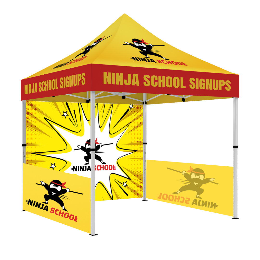 Event tent with a backwall and two side walls