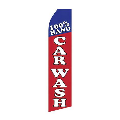 100% Hand Car Wash Advertising Flag