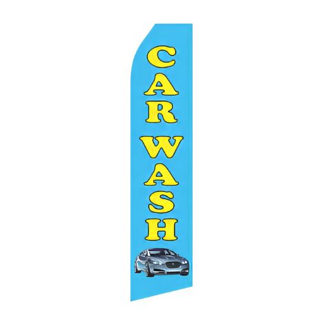 Blue Car Wash Advertising Flag