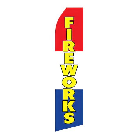 Red, White, and Blue Fireworks Advertising Flag