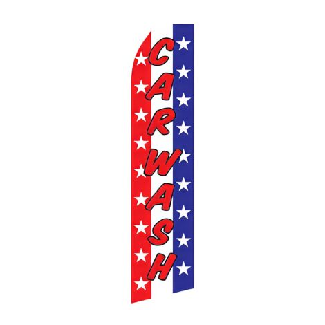 Red White and Blue Car Wash Advertising Flag