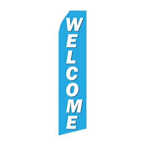 Blue Welcome Advertising Flag