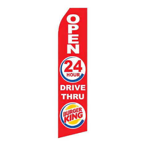 Burger King 24 HR Drive Thru Logo Advertising Flag
