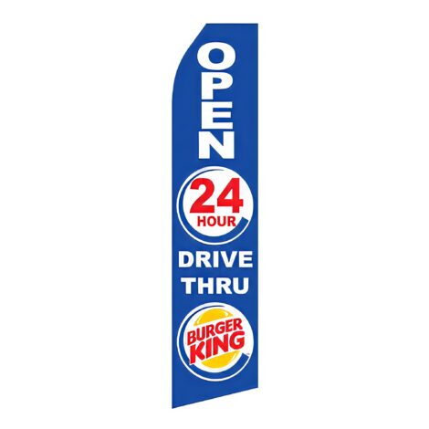 Burger King 24 HR Drive Thru Logo Advertising Flag